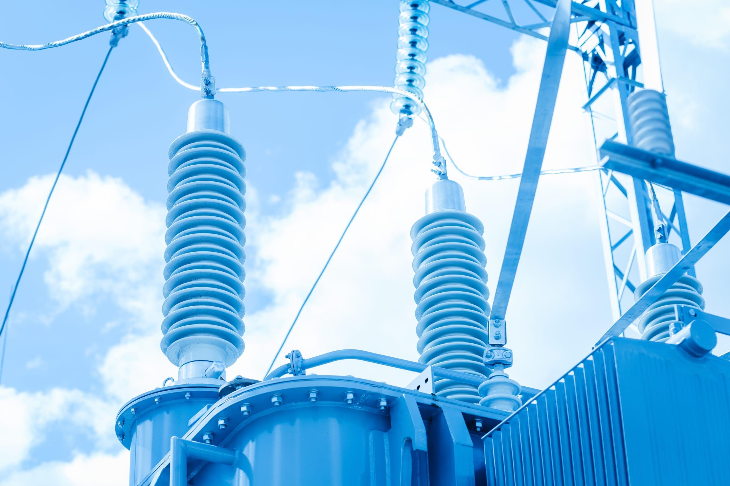 Transformer bushings in service on a distribution unit