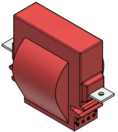 General arrangement drawing of an epoxy cast current transformer