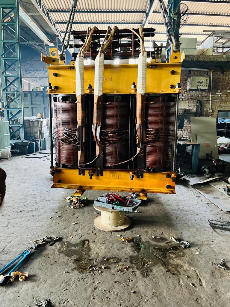 Transformer winding under repair in the workshop