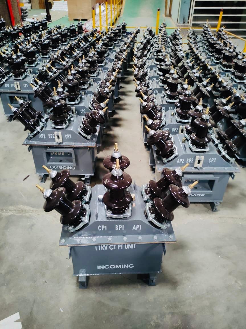 Resin cast current transformer on the workshop floor