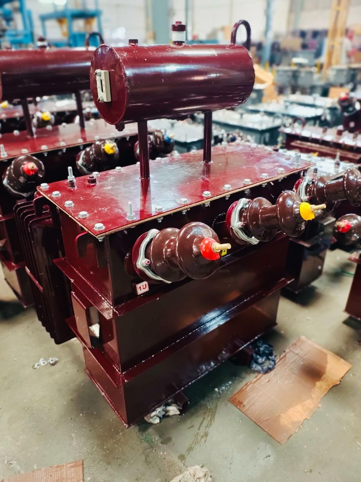 Distribution transformers with bushings and conservator tanks