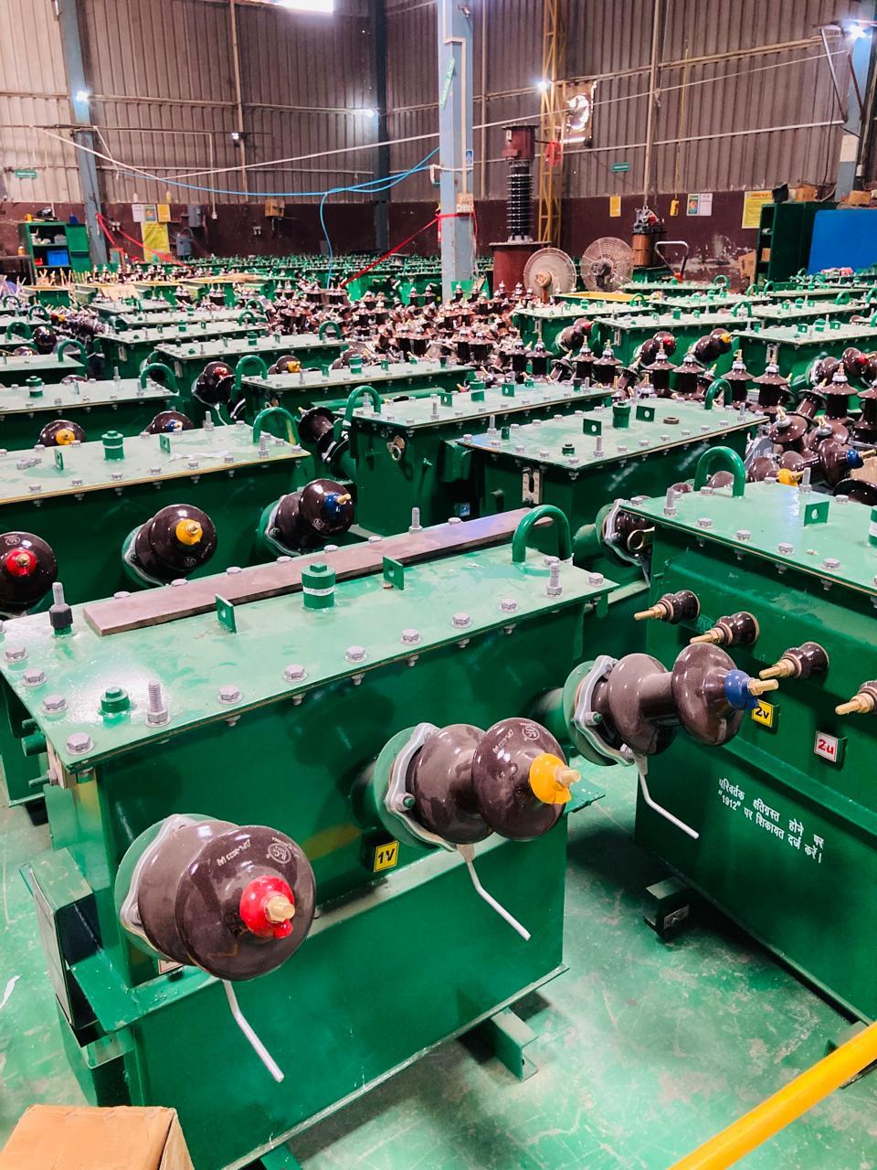 Transformers staged in the workshop yard for dispatch